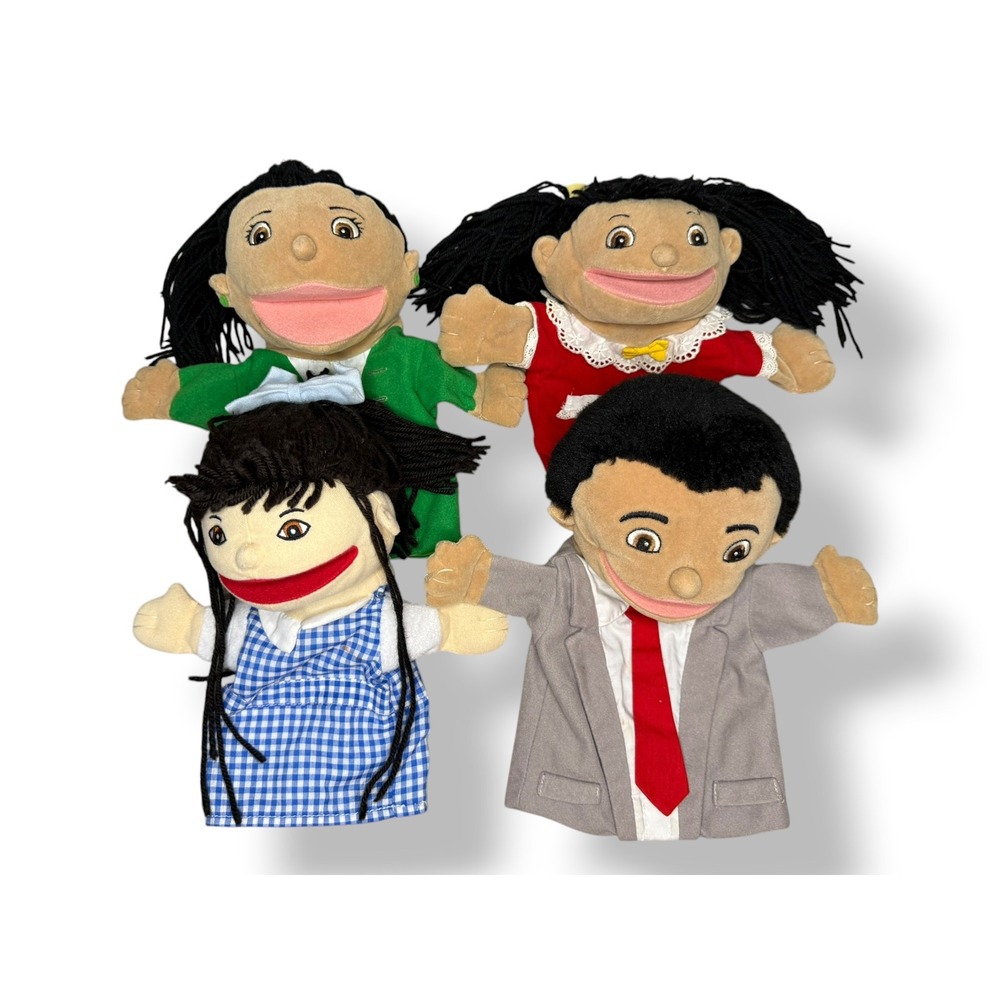 Lakeshore Learning Let's Talk! Kid Puppets Set of 4 Multi-Ethnic Hand Puppets